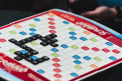 scrabble board close up