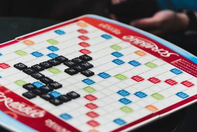scrabble board close up