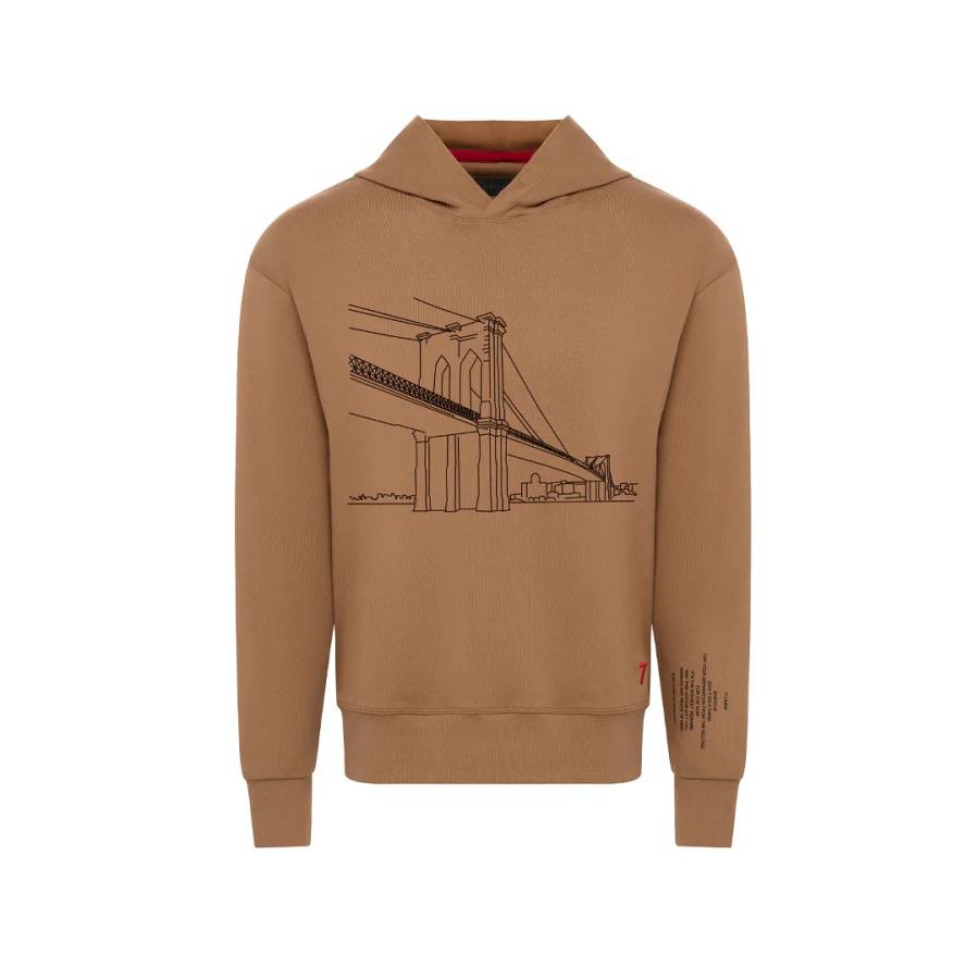 A light beige hoodie by Anglero Hoodies in Bryant Park's Holiday Shops in New York City.