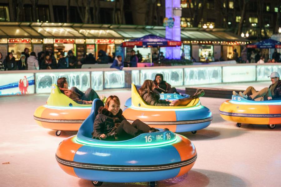Bumper Cars on Ice at Bryant Park NYC