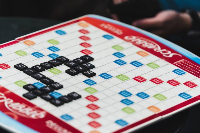 scrabble board close up
