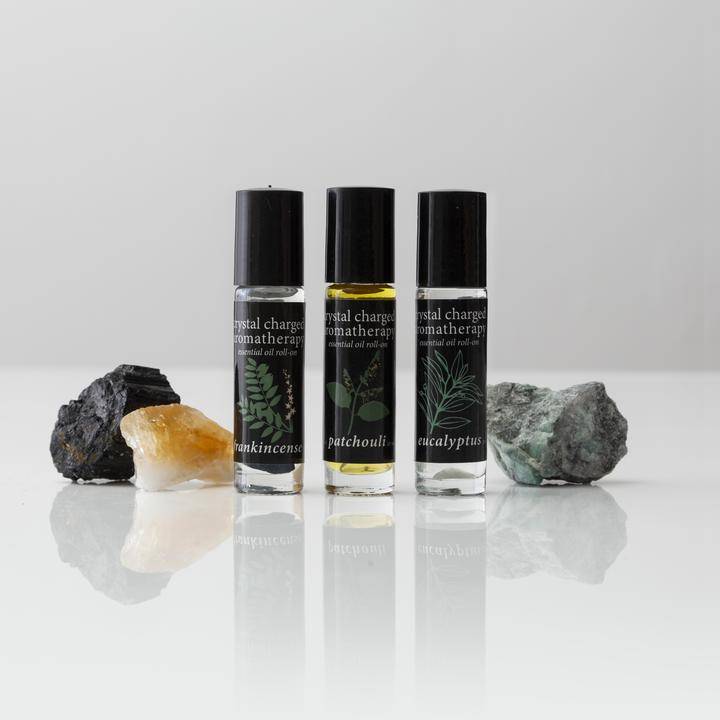 oils and raw gemstones on display at Raw Spirit NYC.