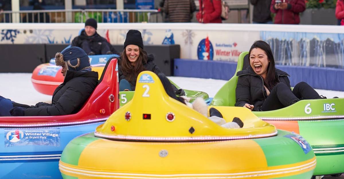 Bumper Cars on Ice at Bryant Park NYC