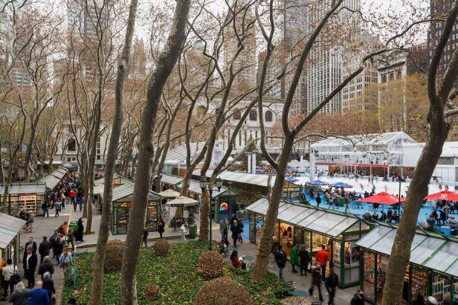 Holiday Shops in Bryant Park New York City.